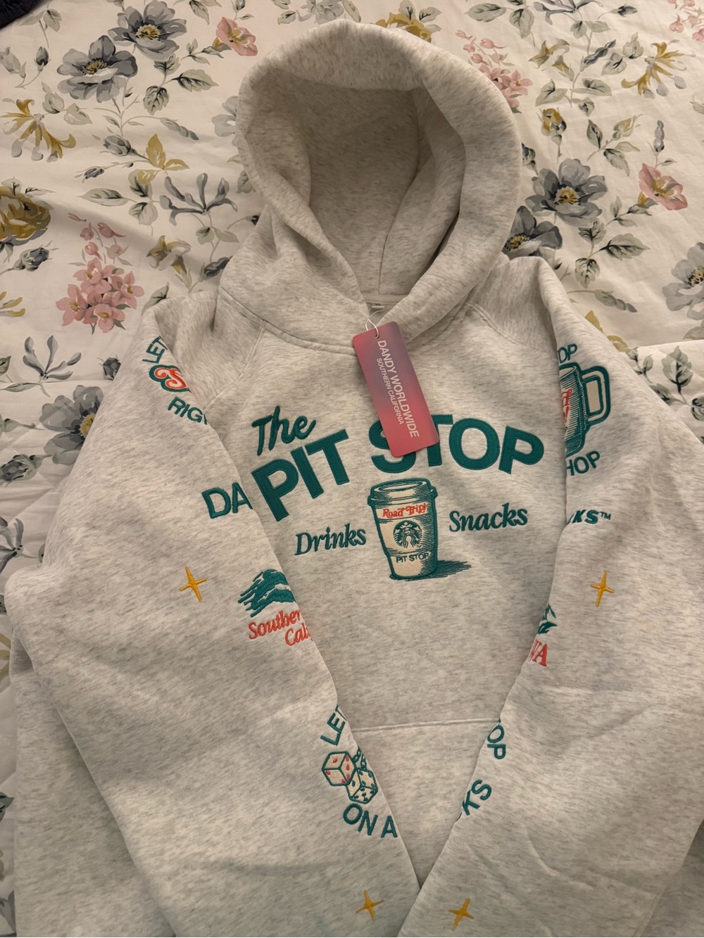 DANDY x STARBUCKS Pit Stop Oversized Hoodie Heather Grey Medium NWT